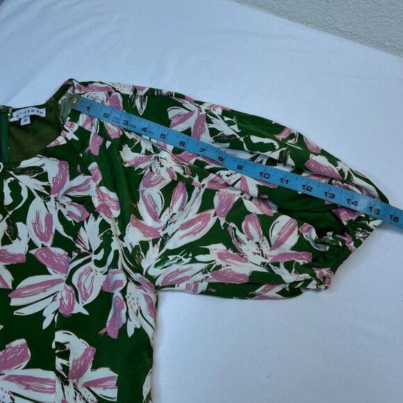 Baltic Born Tucson Midi Dress Floral Puff Sleeve Wedding Green Pink Small - Picture 11 of 16